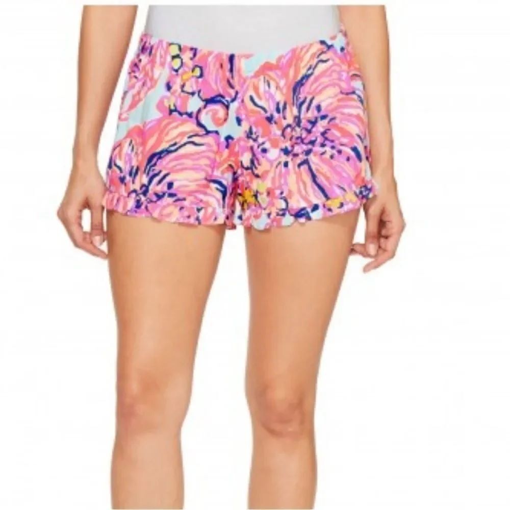 LILLY PULITZER | Kya Ruffle Hem Shorts Serene Blue Big Escapade Women’s Size XL